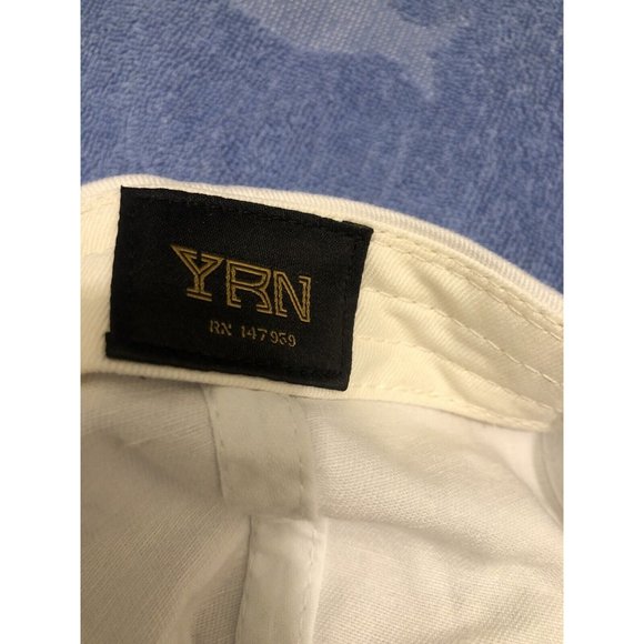 YRN Cap Men Adjustable White Solid With Slippery Logo On Cap 100% Cotton - Picture 5 of 6